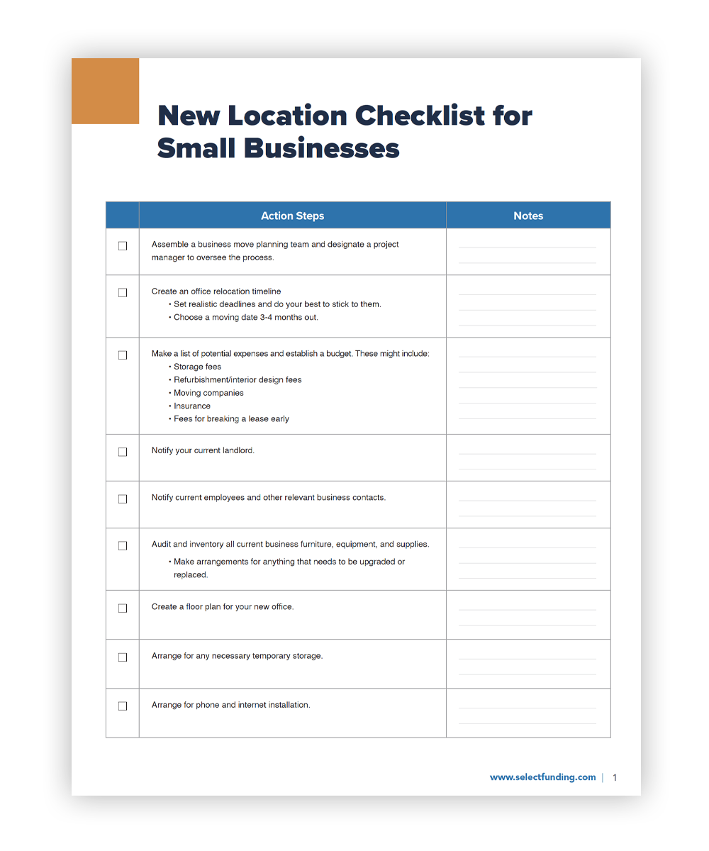 New Location Checklist for Small Businesses