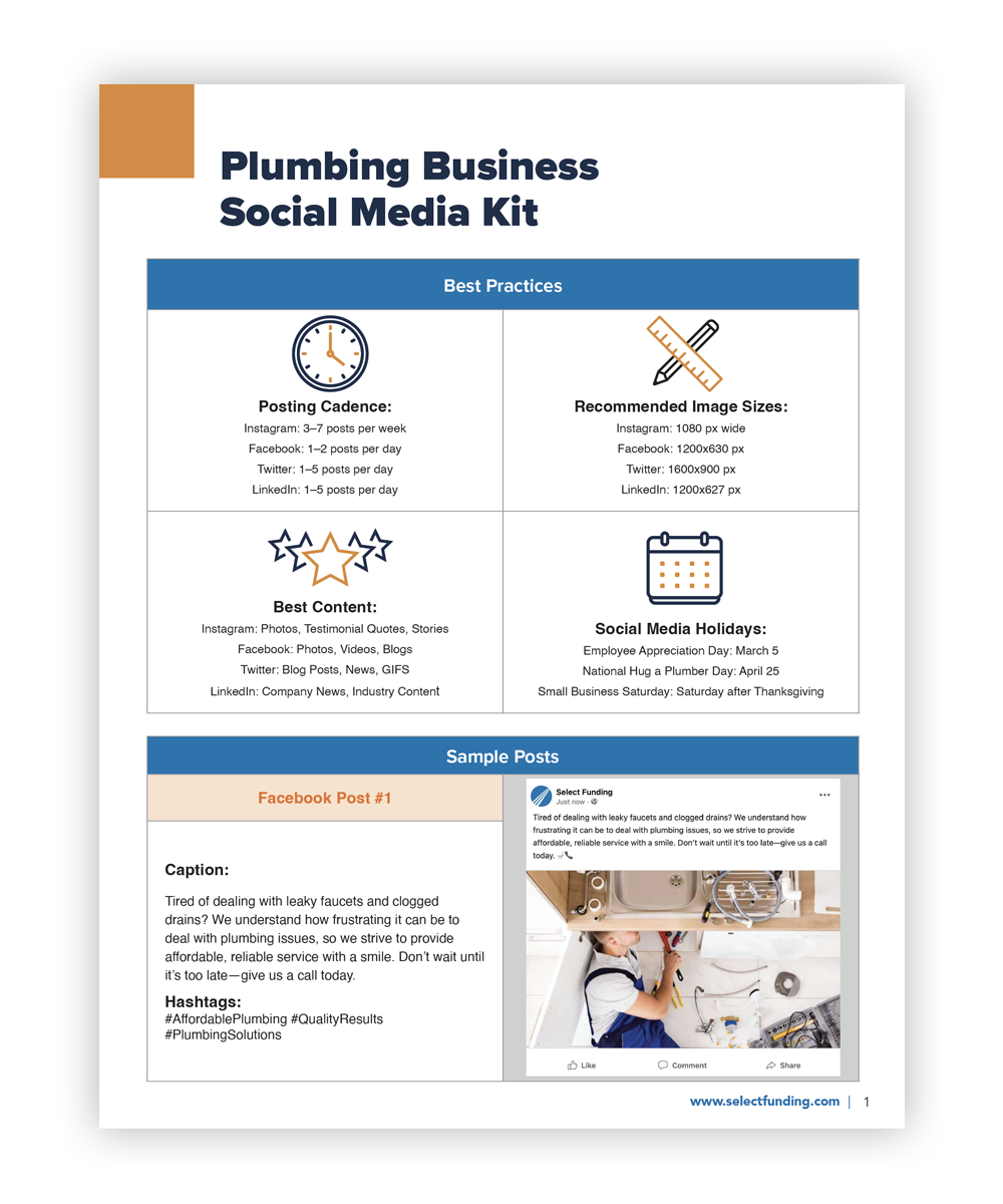 Plumbing Business Social Media Kit | Select Funding